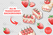 Strawberry Watercolor Cake Clipart, a Food Illustration by creationsbyapuruh (Thumbnail 3 of 5)