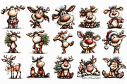 Christmas Winter reindeer Clipart, an Illustration by Libby Wishes (Thumbnail 5 of 7)