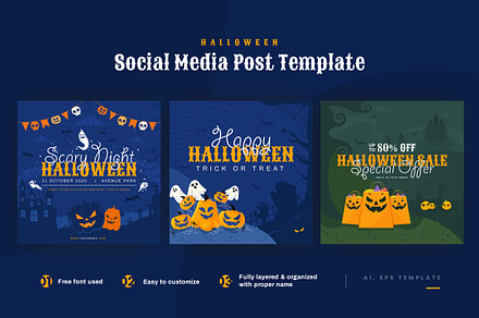 Halloween Instagram Post & Banner, a Social Media Template by Youwes Template