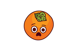 Surprised Persimmon Color Line Icon