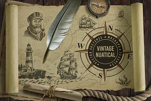 Nautical. Mockups, vector, textures.