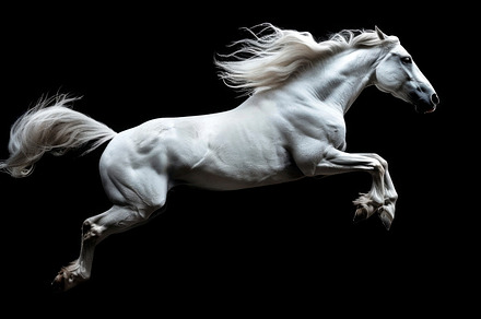 Horse jump on a black background, an Animal Photo by Handmadefont