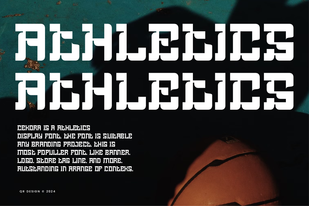 Cekora - Athletics Font, a Serif Font by QR Design Studio (Photo 2 of 6)