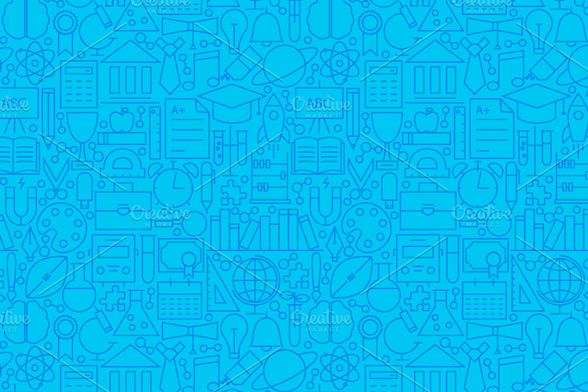 School Education Line Seamless Pattern