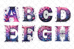 Spiderweb Doodle Letters Sublimation