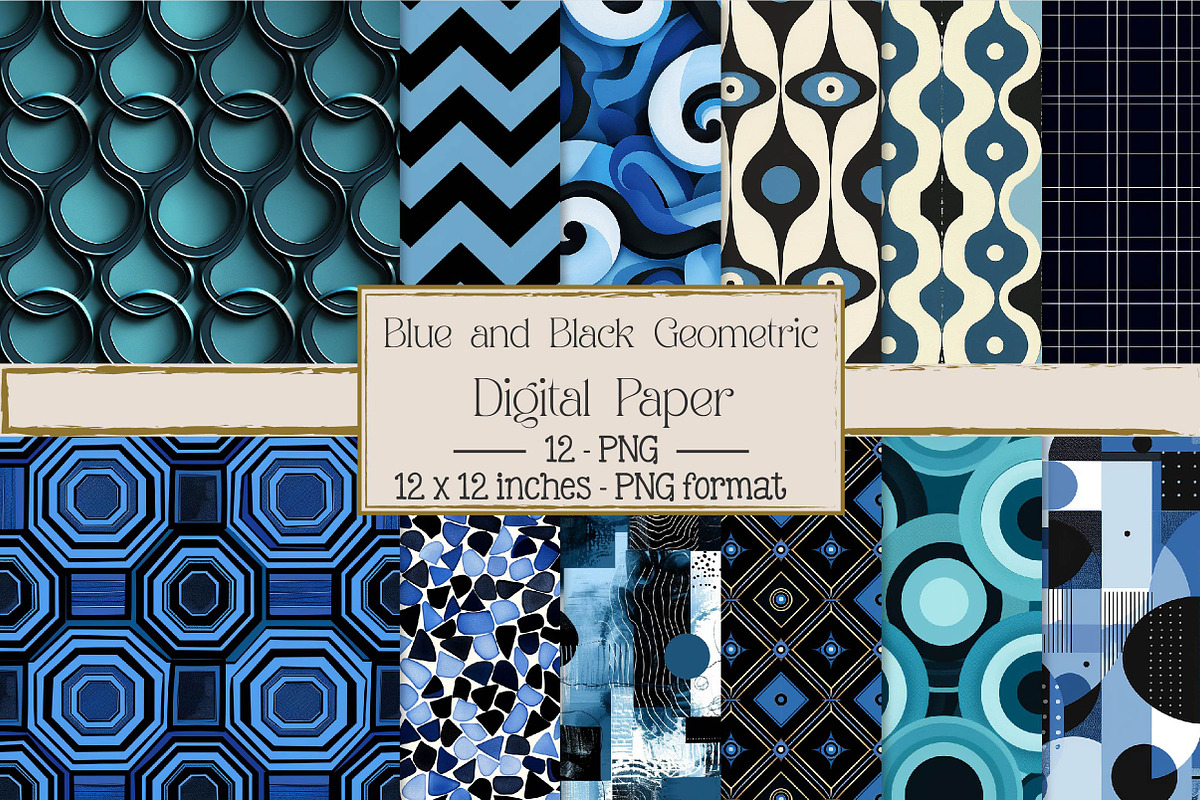 Blue and Black Geometric Backgrounds, a Texture Illustration by DreamPrint404 (Photo 1 of 3)