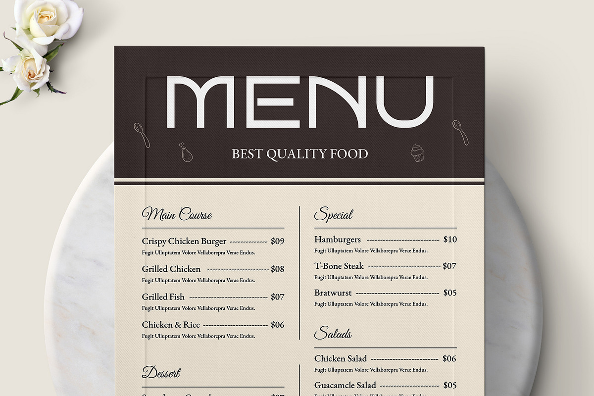 Simple Restaurant Food Menu Layout