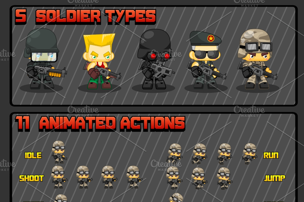 Characters Spritesheet, a Texture Illustration by pzUH (Photo 2 of 4)