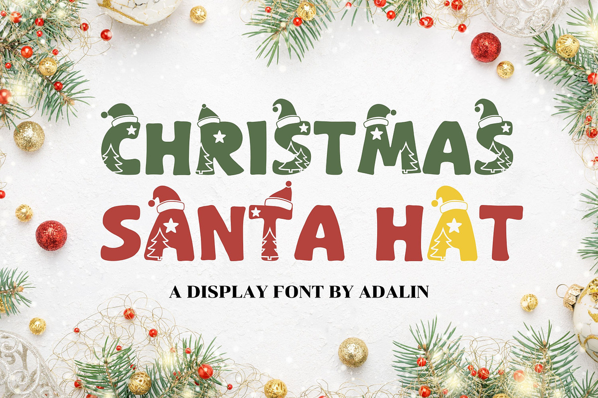Christmas Santa Hat Display Font, a Sans Serif Font by Adalin Shop (Photo 1 of 7)