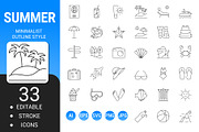 Summer minimalist outline icon set, an Outline Icon by Icons (Thumbnail 1 of 3)