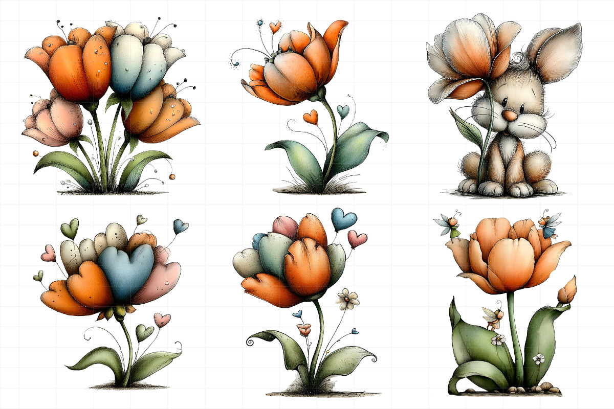 Whimsical Spring Tulip Flower Clipar, an Illustration by Daily.Designs (Photo 5 of 8)