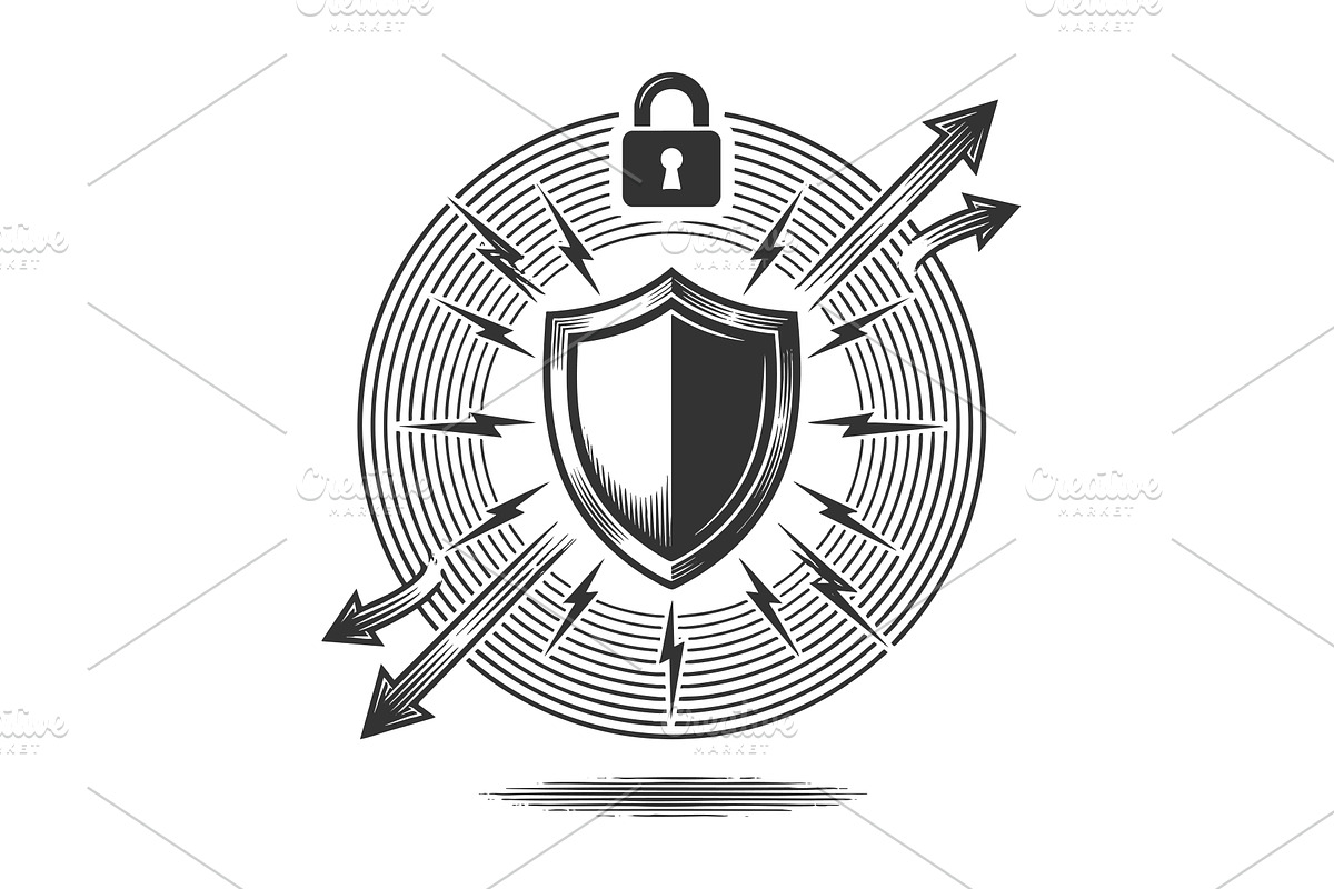 Cybersecurity Shield Icon with, an Object Illustration by AlexArt
