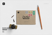 Envelope-Postage Stamps Calligraphy, an Advertising Mockup by Custom Scene (Thumbnail 2 of 10)