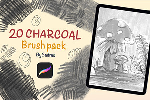 20 Realistic Charcoal Brushes Pack