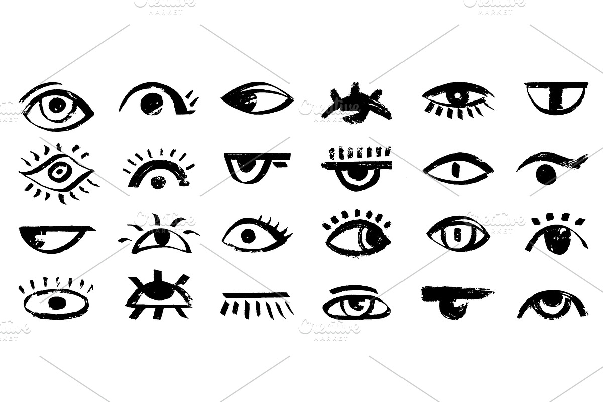 Doodle grunge eyes. Human eye with, an Illustration by Valerie Bodnar