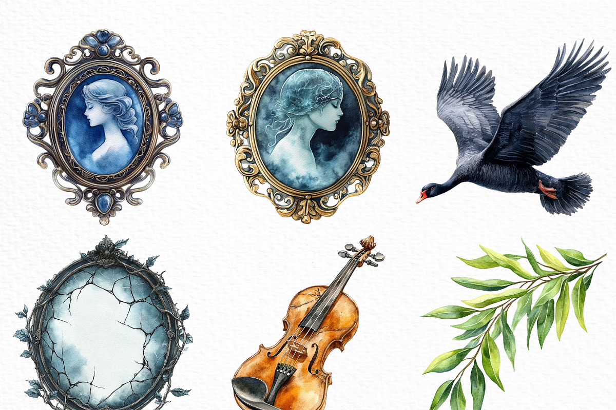 Watercolor Gothic Riverie Clipart, an Illustration by Craft Nest (Photo 5 of 6)