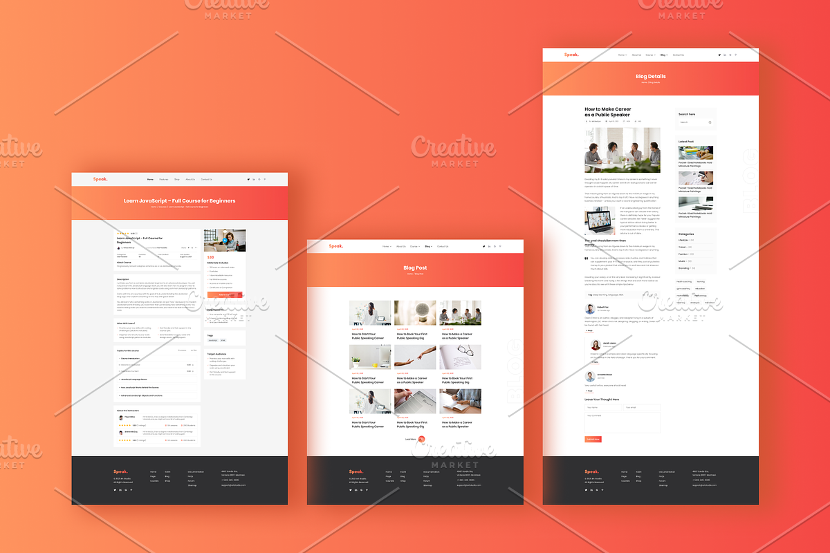 Speak-Education & LMS Figma Template, a Landing Page Template by Pixency (Photo 7 of 18)