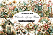 Watercolor Spring Flower Clipart, an Illustration by Black Bird Studio (Thumbnail 1 of 5)