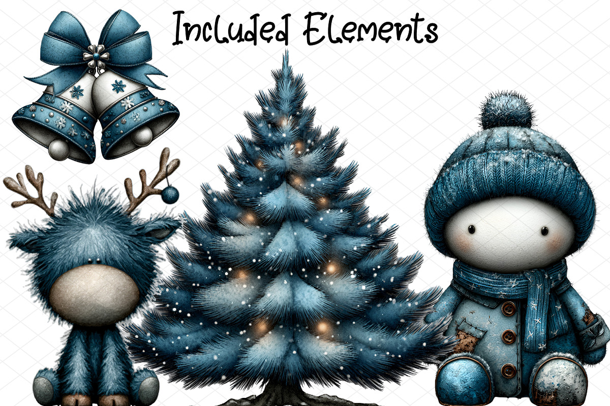 Whimsical Icy Blue Christmas Clipart, an Illustration by cherrydesign (Photo 2 of 4)