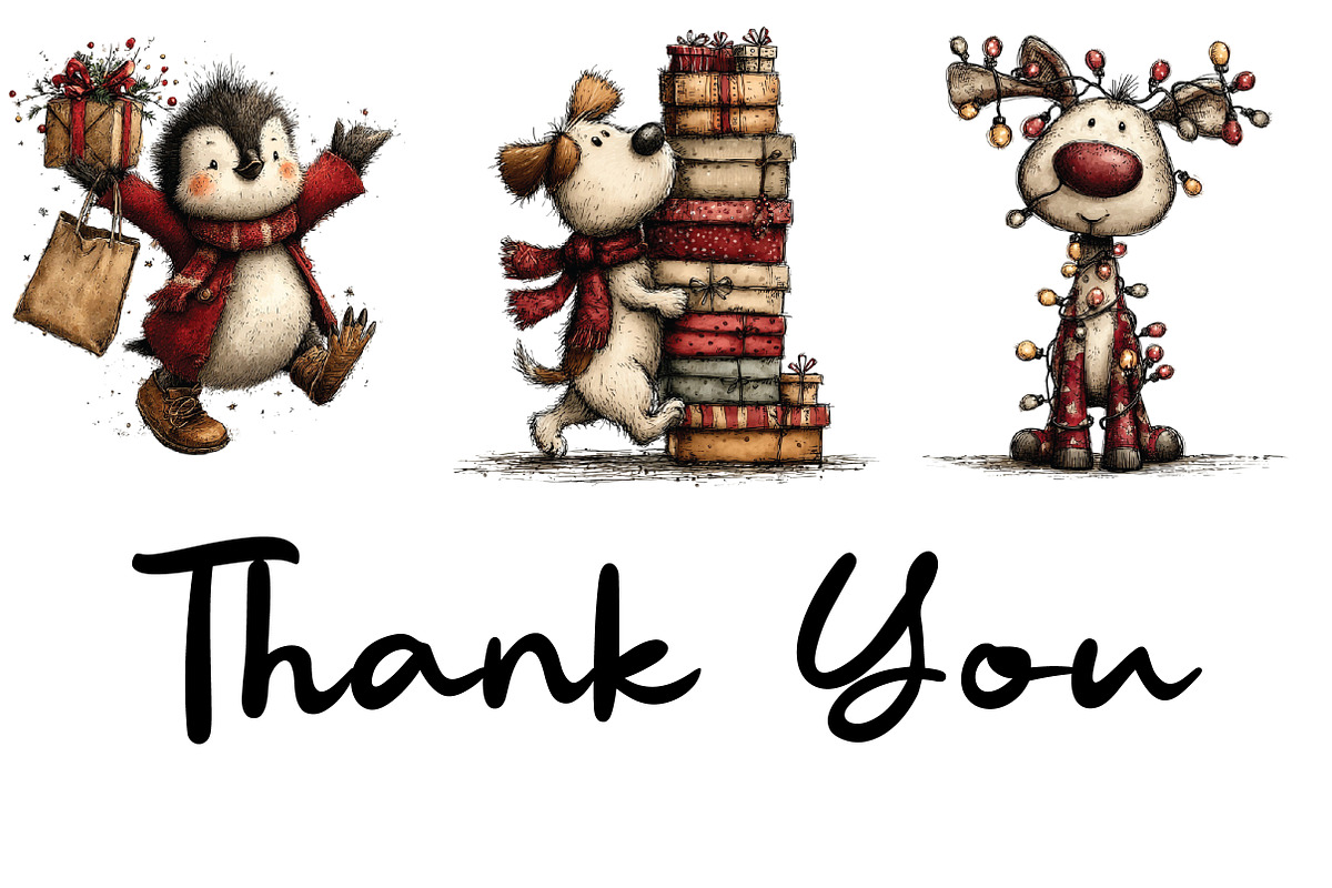 Whimsical Christmas Holiday Clipart, an Illustration by CraftArtStudio (Photo 6 of 6)