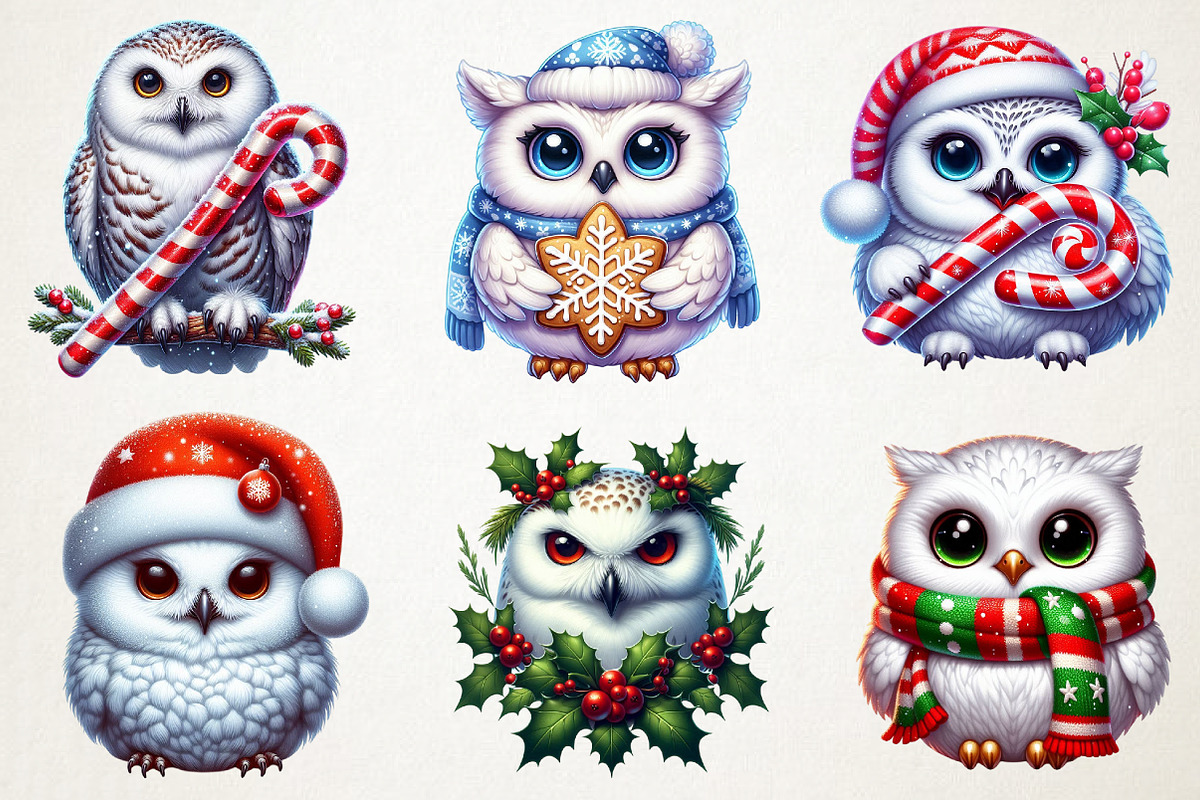 Christmas Snowy Owl Clipart, an Illustration by RobertsArt (Photo 5 of 7)