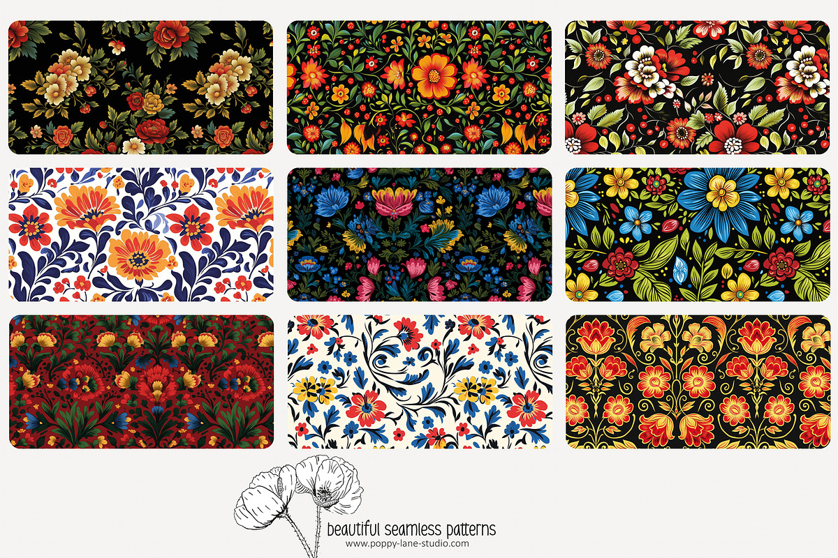 70 Khokhloma seamless pattern, a Pattern Graphic by Poppy Lane Studio (Photo 7 of 10)