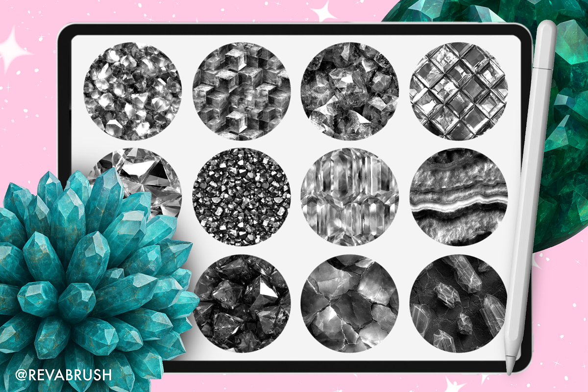 Procreate Crystal texture brushes, a Brush Add-On by Revabrush (Photo 5 of 7)