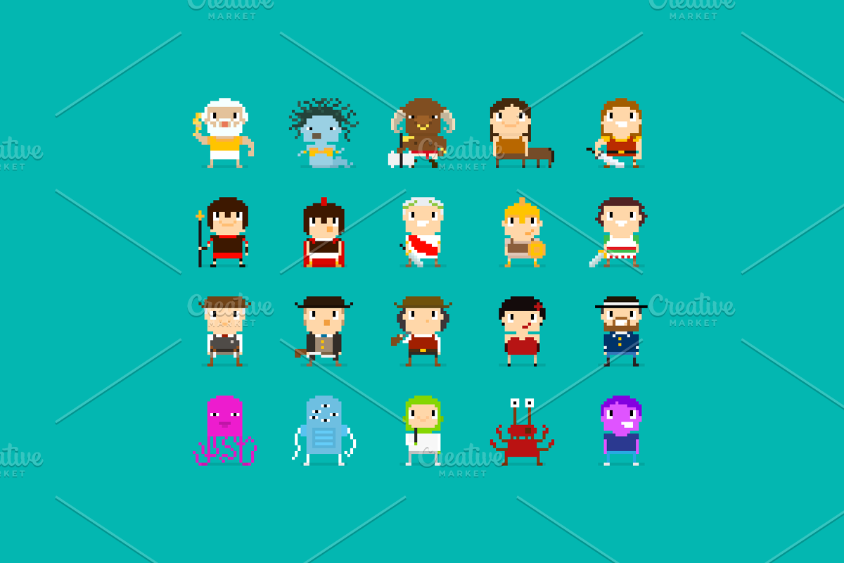 100 Pixel Art Characters - 2 preview 3