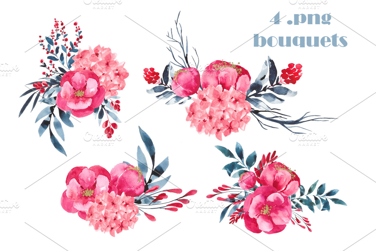 Hortensia - Watercolor floral bundle, an Illustration by Charushella (Photo 6 of 7)