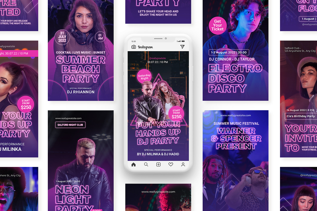 Neon Party Rave Promotion Instagram, a Social Media Template by peterdraw (Photo 9 of 9)