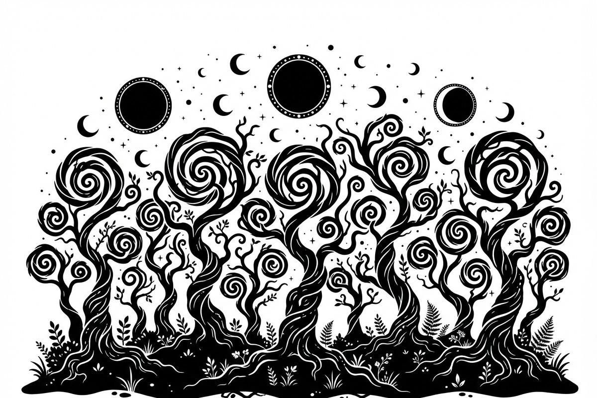 50 Mystical Galaxy Forest Silhouette, a Technology Illustration by Amazin_art (Photo 3 of 26)
