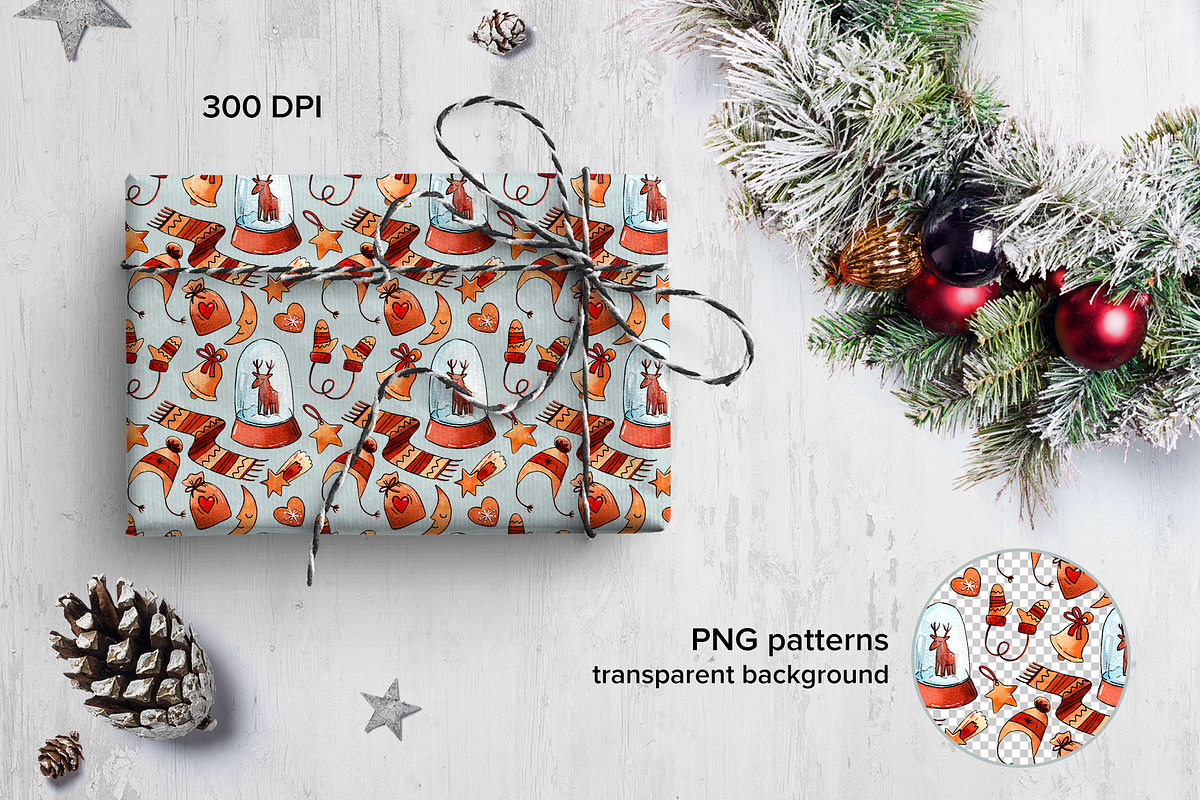 Winter watercolor patterns set, a Pattern Graphic by Ekaterina Goncharova (Photo 3 of 7)