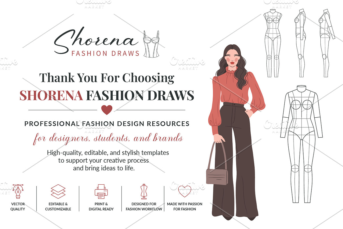Female Fashion Flats Templates, a Person Illustration by Shorena Fashion Draws (Photo 8 of 8)