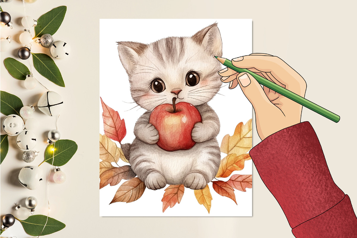 Cute Autumn Cat Sublimation Clipart, an Illustration by CitraGraphics (Photo 6 of 6)