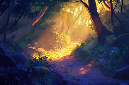 Sunlight streams through the trees, a Photo by Pavel_design