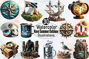 Navy Summer Outdoor Sublimation Clip, an Illustration by SVGArt (Thumbnail 1 of 8)