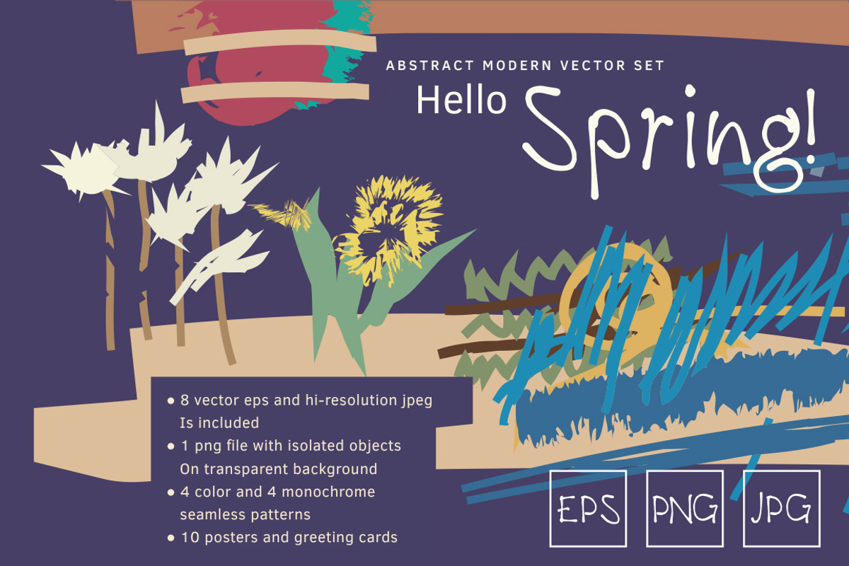 Abstract drawing vector spring set, a Decorative Illustration by Crowhouse