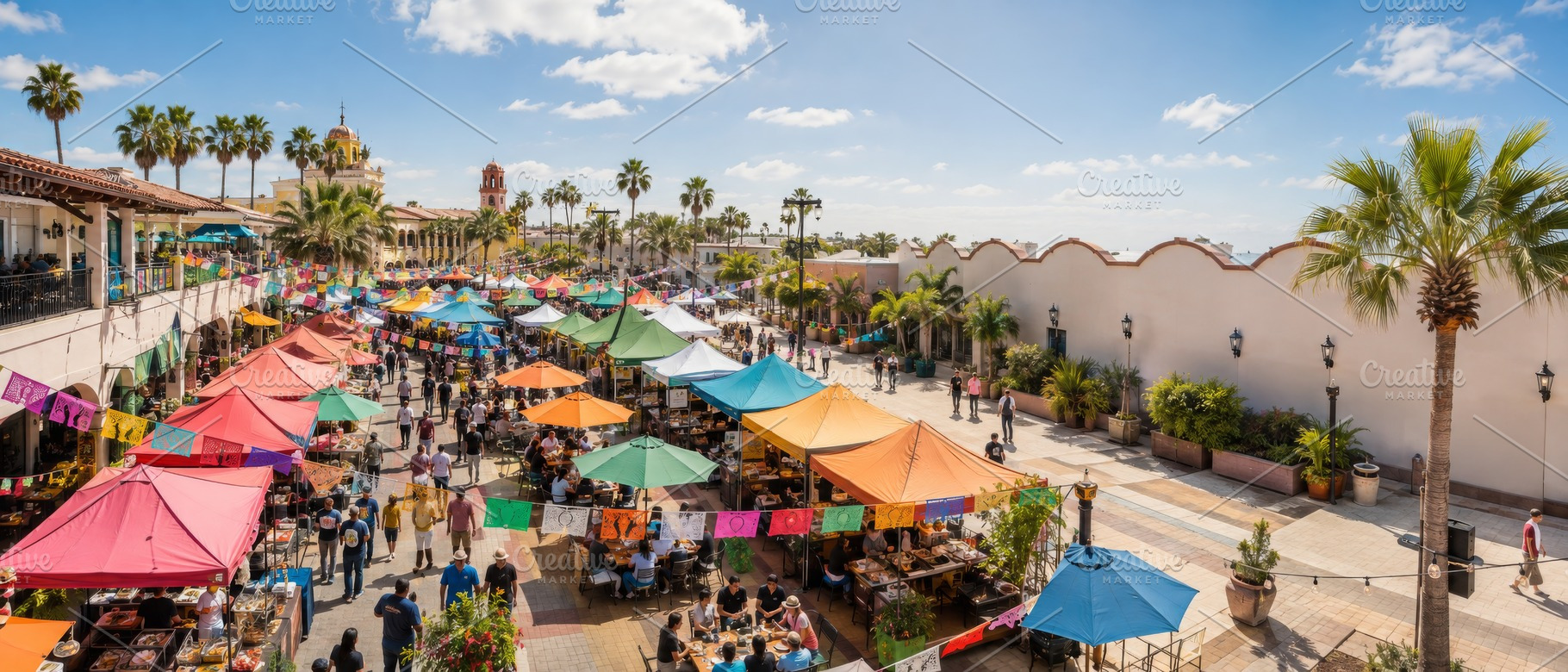 Latin American street food market fi, a Photo by Dvoevnore photos
