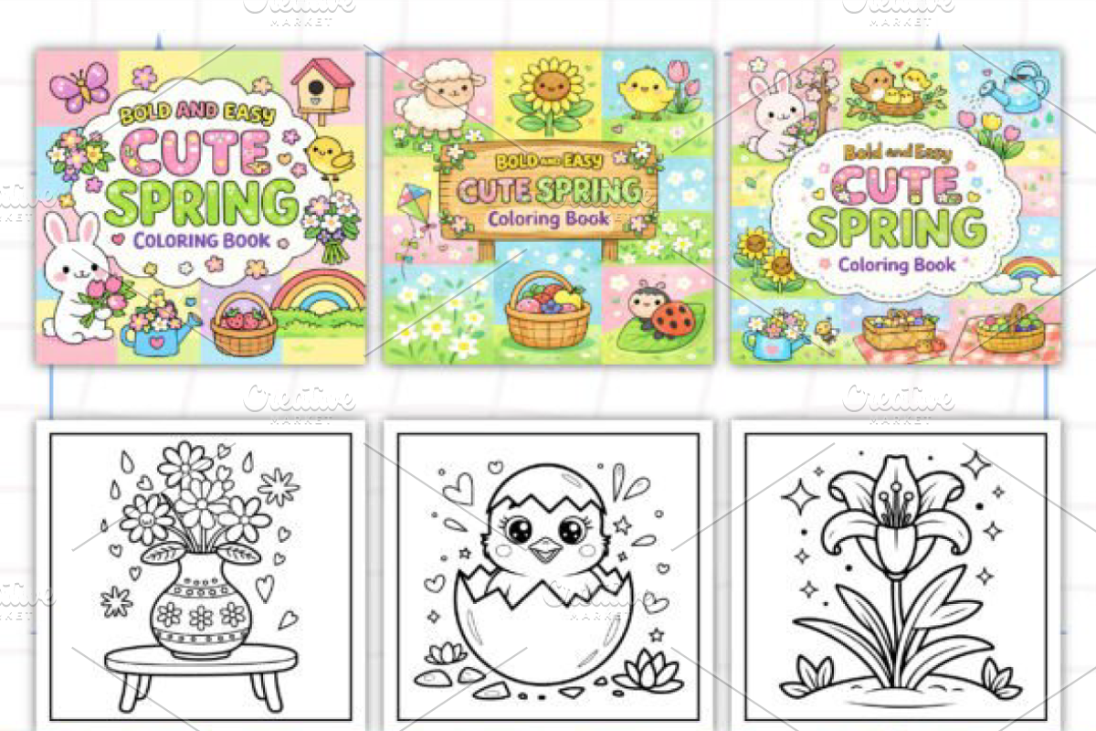 Cute Spring Coloring Pages, an Illustration by Ink Gallery (Photo 2 of 3)