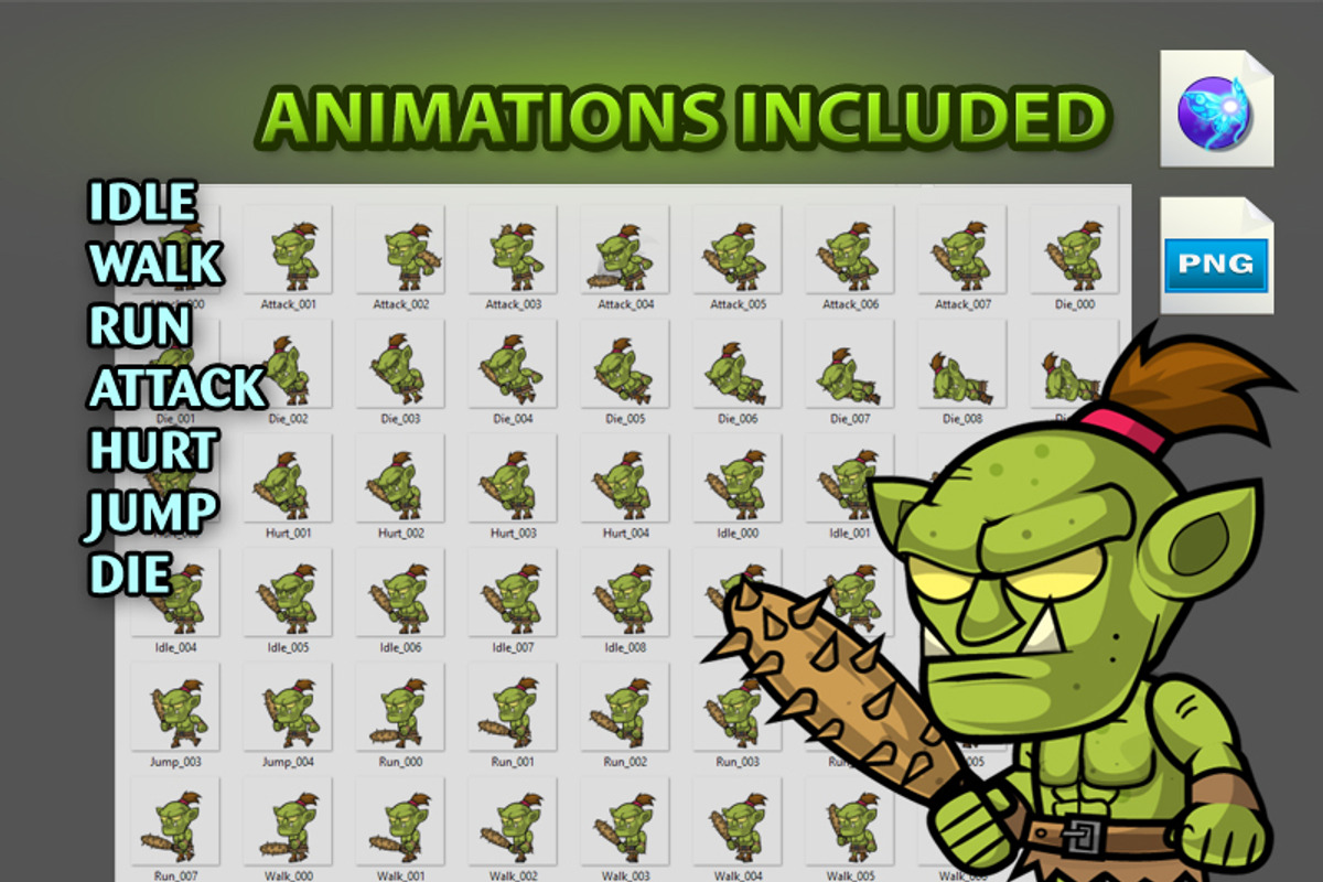 The Orcs Character Sprites 08, an Illustration by CreativeGameArt (Photo 4 of 4)