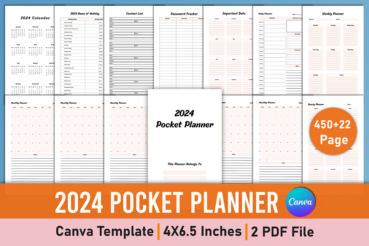 2024 Pocket Planner Canva Interior, a Stationery Template by Mustafiz (Photo 1 of 4)