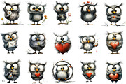 Whimsical Valentine Owl Clipart, an Illustration by Designking (Thumbnail 3 of 5)