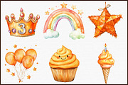 Kids Orange Birthday Watercolor Clip, an Illustration by Sublimation Artist (Thumbnail 3 of 6)