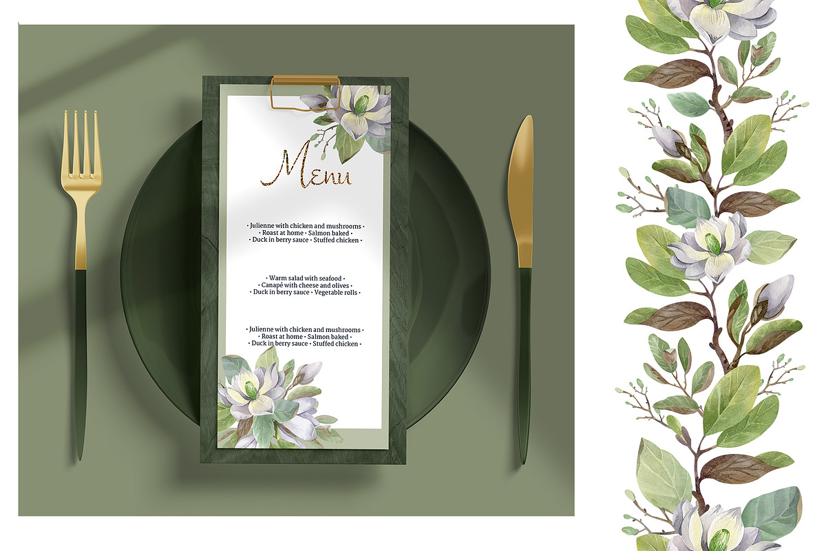 Watercolor Magnolia Flower Set, a Decorative Illustration by LenArt (Photo 3 of 18)