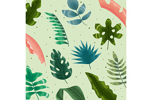 tropical leafs pattern, an Illustration by studiogstock