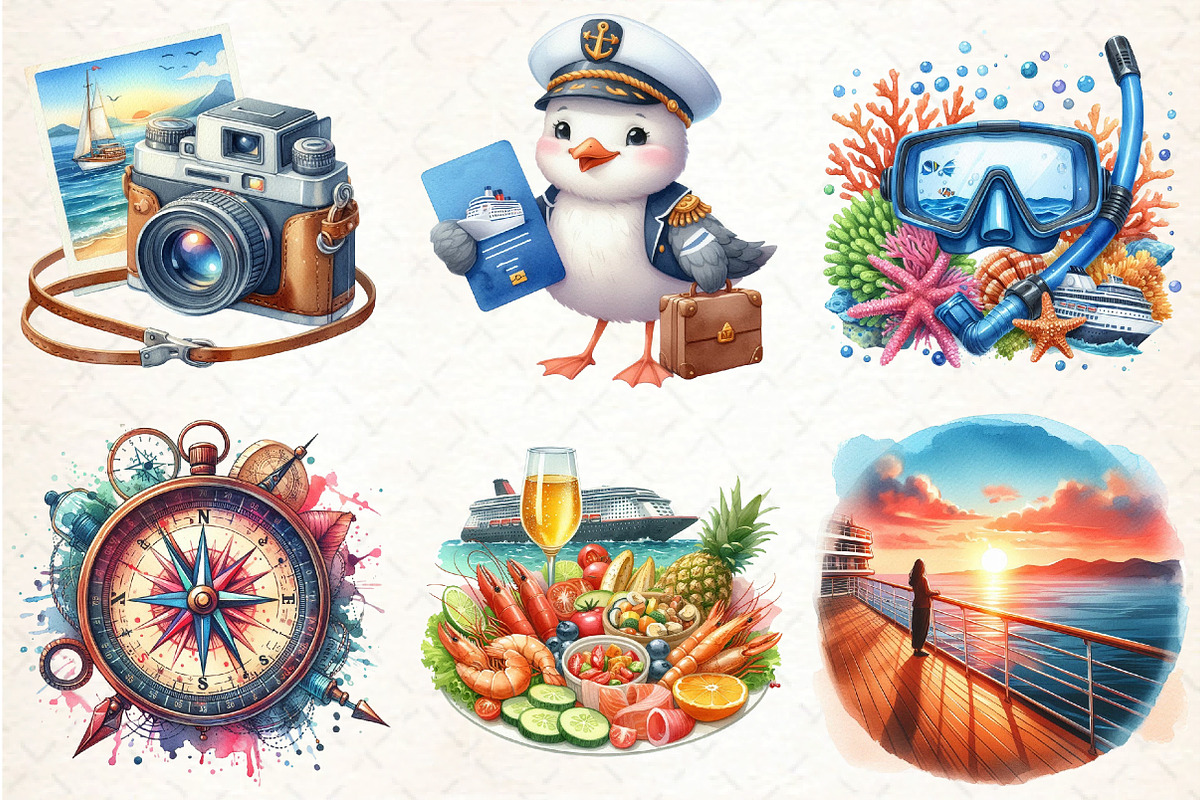 Cruise Adventure Summer Clipart, an Illustration by DreamCafeArt (Photo 3 of 4)