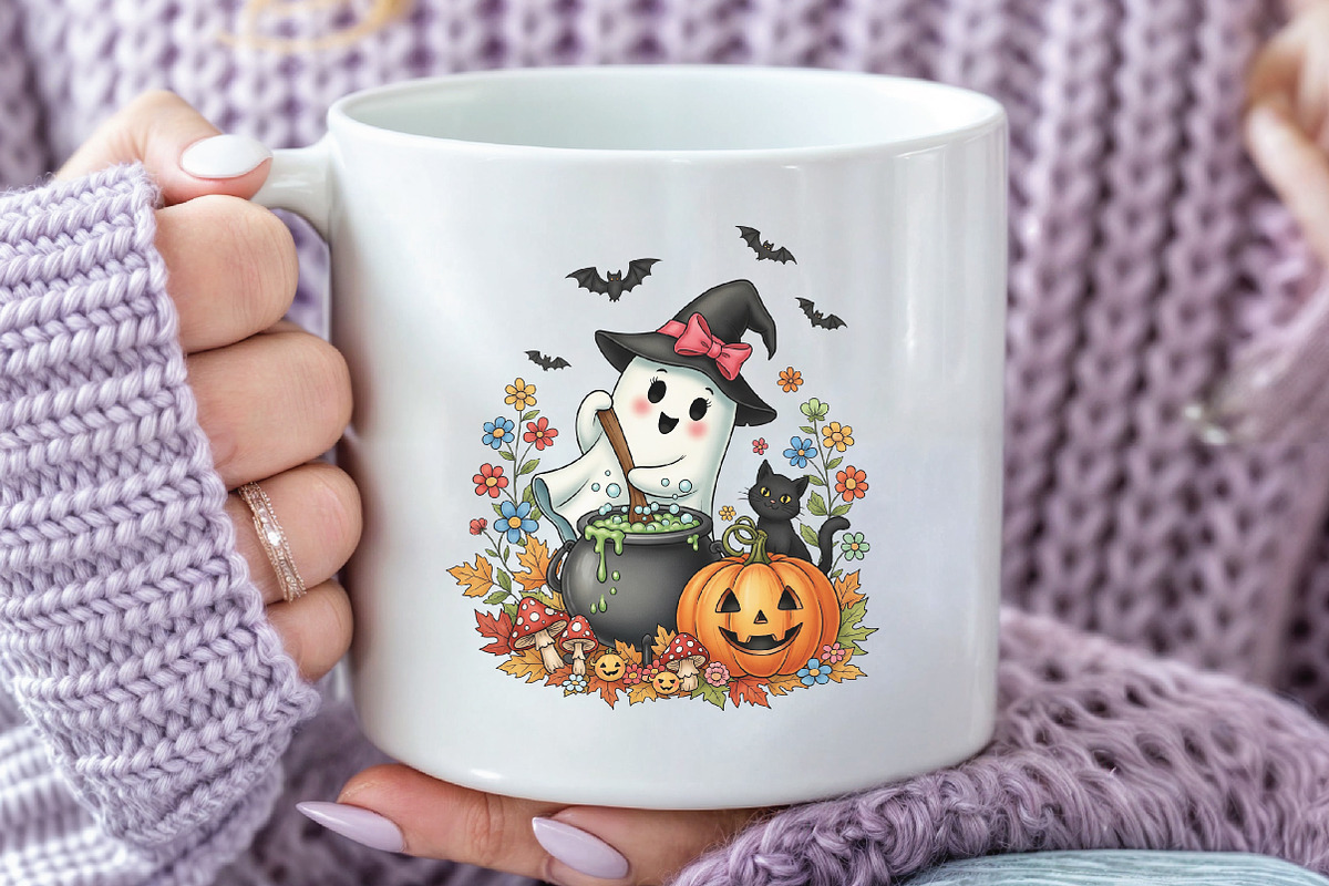 Halloween Ghost Stir the Pot Fall, an Illustration by CraftArtStudio (Photo 3 of 4)