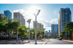 streetlight solar lights ai, an Industrial Photo by pikepicture