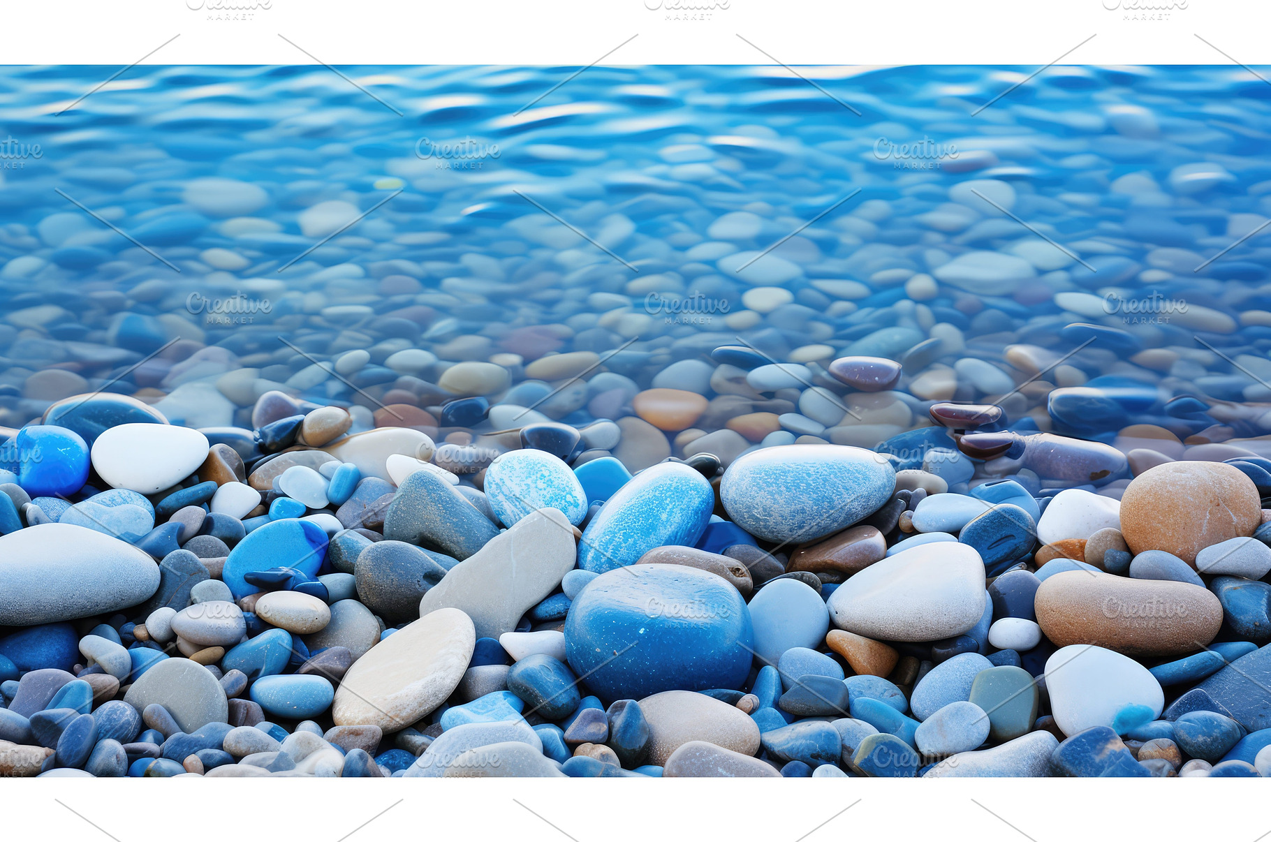 shoreline light blue stone ai, a Nature Photo by pikepicture