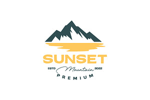 Mountain Beach Panoramic Sunset Logo